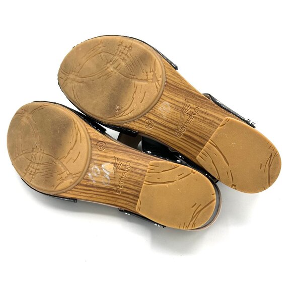 Dansko Sz 40 US 9.5-10 Malin Black Leather Closed Toe Ankle Strap Sandals Clogs - Picture 10 of 13